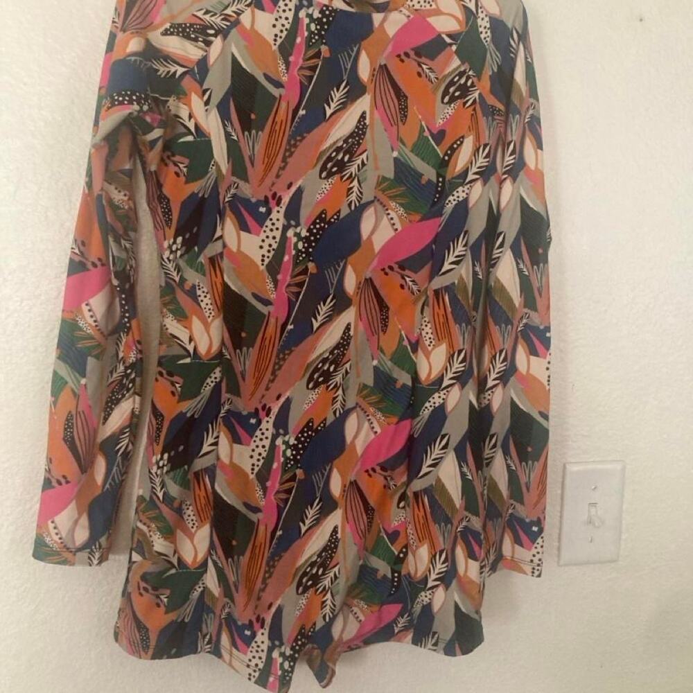 Abstract tropical long sleeve swim suit